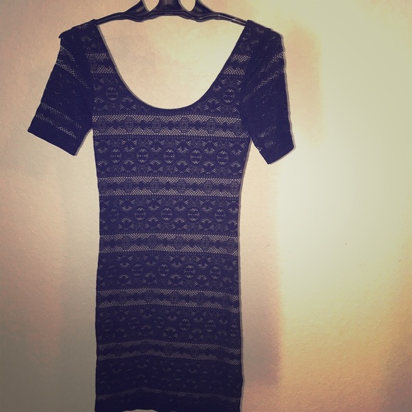 Navy blue short sleeve lacy A&F dress small - Picture 1 of 3